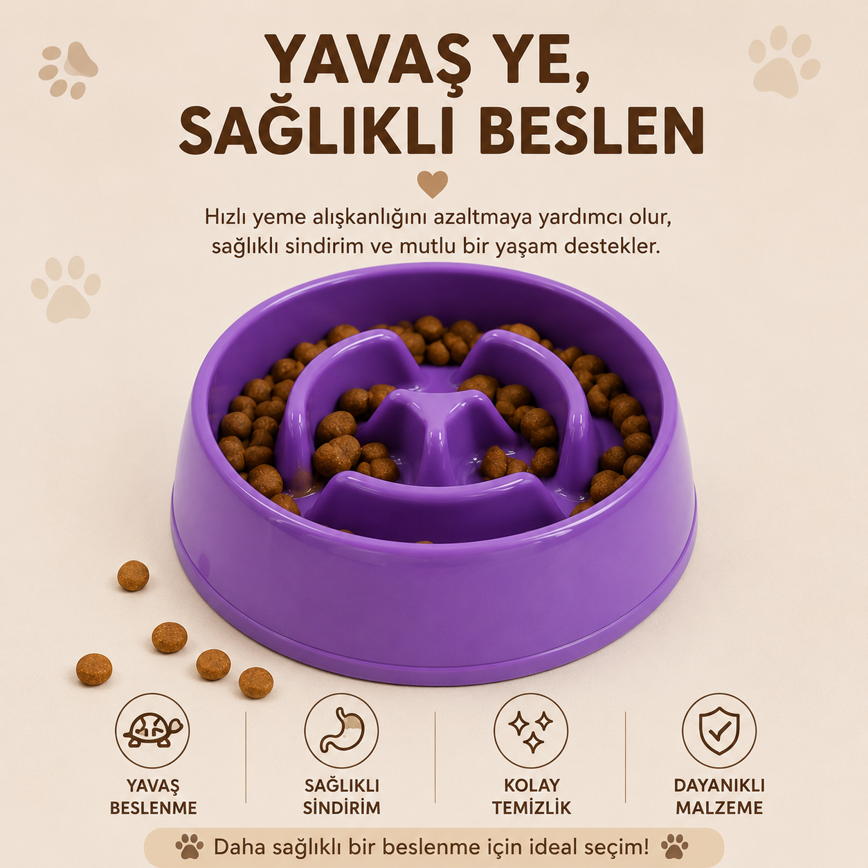 Kedi Köpek Yavaş Yeme Kabı 375 ML Slow Feeder Sindirim Dostu Anti Boğulma Mama Kabı (Kopya)