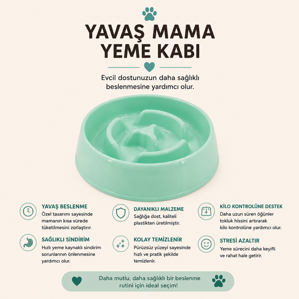 Kedi Köpek Yavaş Yeme Kabı 175 ML Slow Feeder Sindirim Dostu Anti Boğulma Mama Kabı